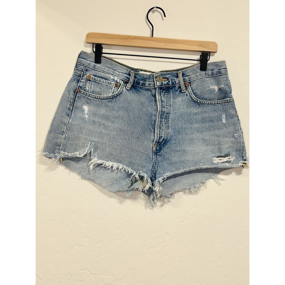 AGOLDE Parker Vintage Cutoff Denim Shorts Swapmeet Distressed Light Wash Size 29